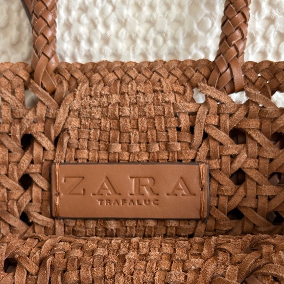 Zara Brown Woven Summer Handbag - Picture 6 of 8